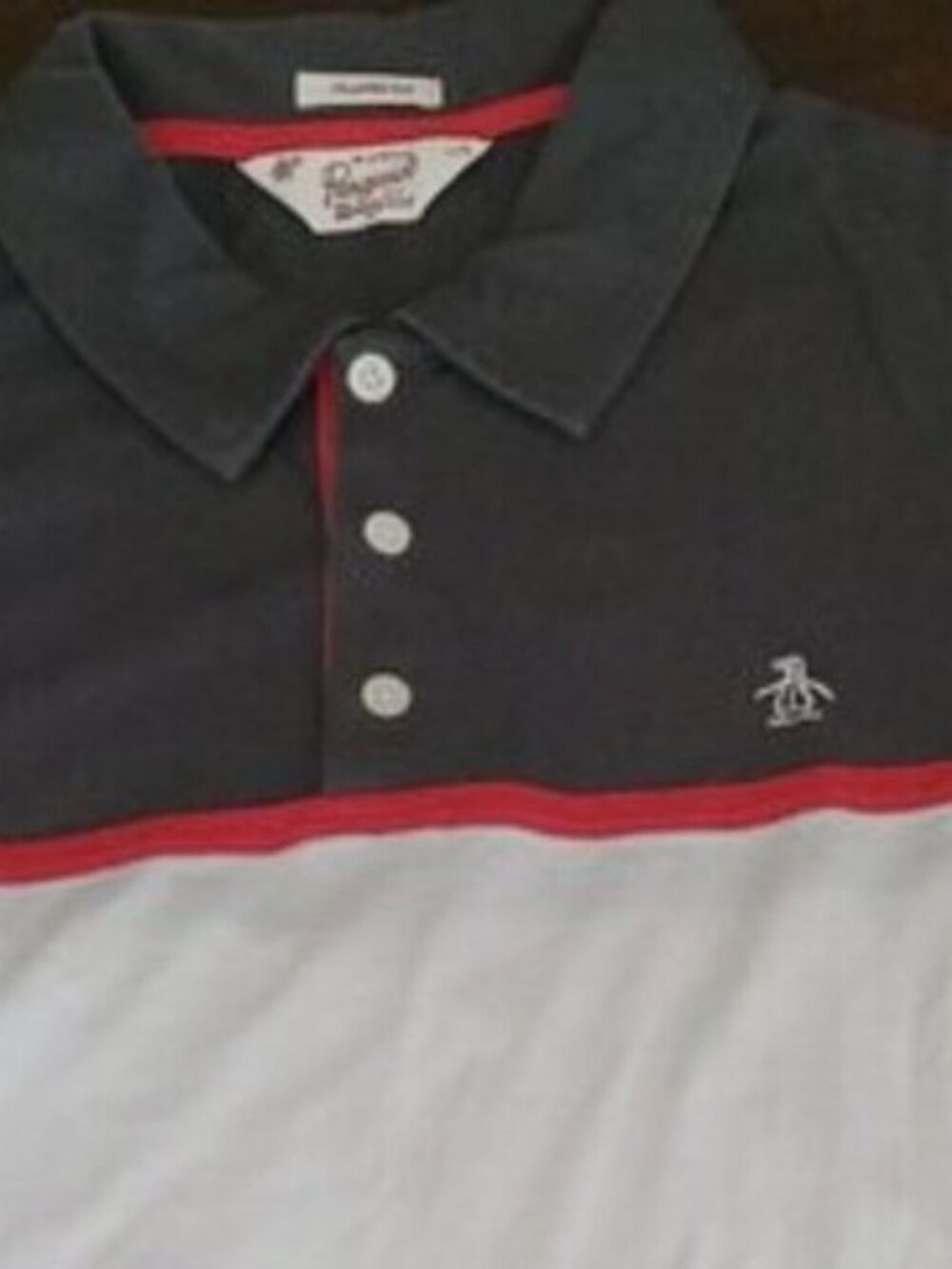 Penguin Oringinal Polo Men's Large White Grey Red Classic Fit